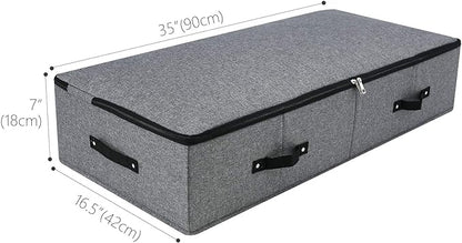 AMJ Extra Length Under Bed Storage Organization Containers for Shoes, Clothing, Bedding, 35.5 x 16.5 x 7“, Black Gray