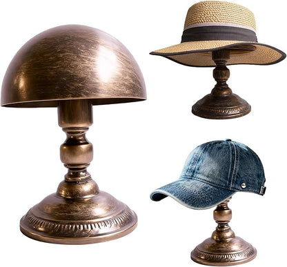 CHADWICK Hat Stand Vintage Style Dome Shape Freestanding Hat Stands for Display Metal Hat Display Stand Cowboy Hat Rack Wig Holder Hat Rack Stand Helmets Wigs Hats Caps Stand (Grey)