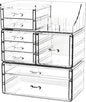 Acrylic Clear Makeup Organizer Countertop,Stackable Skincare Organizer for Vanity With 8 Drawers,Large Plastic Desk Accessories Organization,Bathroom Cosmetic Organizer Countertop for Beauty,Skin Care