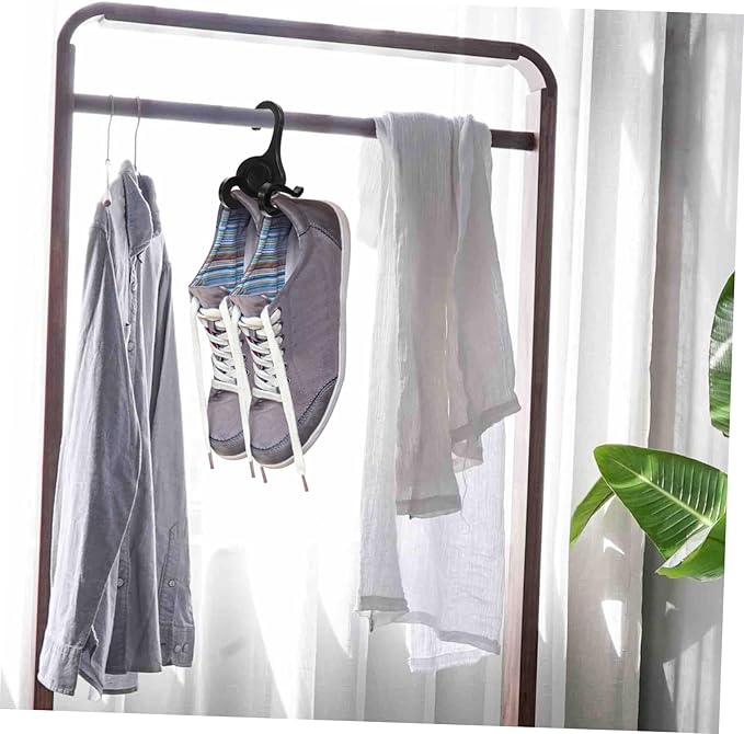PRETYZOOM 30pcs Space-Saving Under Bed Shoe Organizer Plastic Double Slots Hanger Hooks Sports Shoe Rack