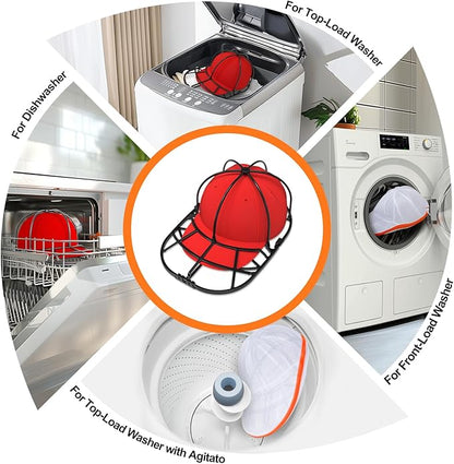 XQXA Hat Washer Cage for Baseball Caps - Hat Cleaner for Washing Machine & Dishwasher, Fits Adult & Kids Caps - Baseball Cap Washing Cage-Black