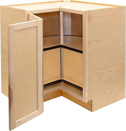 Quicklock RTA (Ready-to-Assemble) | Base Kitchen Cabinets - Shaker Style | Made in America (Raw Maple, 18" D x 30" W x 34.5" H Lazy Susan)