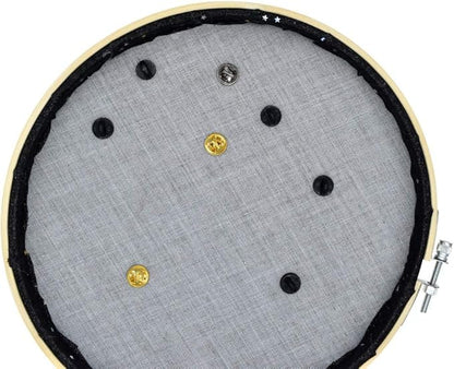 Round Badge Brooch Display Wall Hanging Pin Display Glitter Board Jewelry Storage Pin Collection Banner with Bamboo Hoop for Enamel Pins Buttons and Labels (Black-Faux Leather)