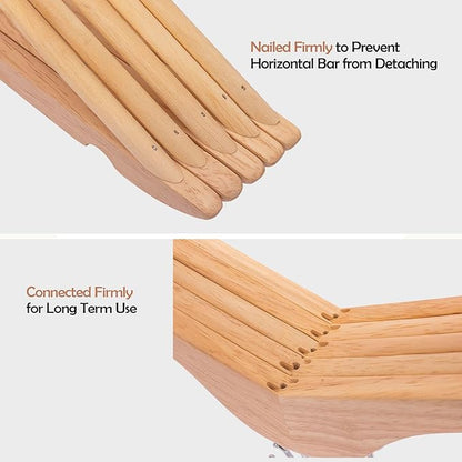 Solid Wooden Hangers 30 Pack, Wood Suit Hangers with Extra Smooth Finish, Precisely Cut Notches & Chrome Swivel Hook, Wooden Clothes Hangers for Shirt Coat Jacket Dress, Natural