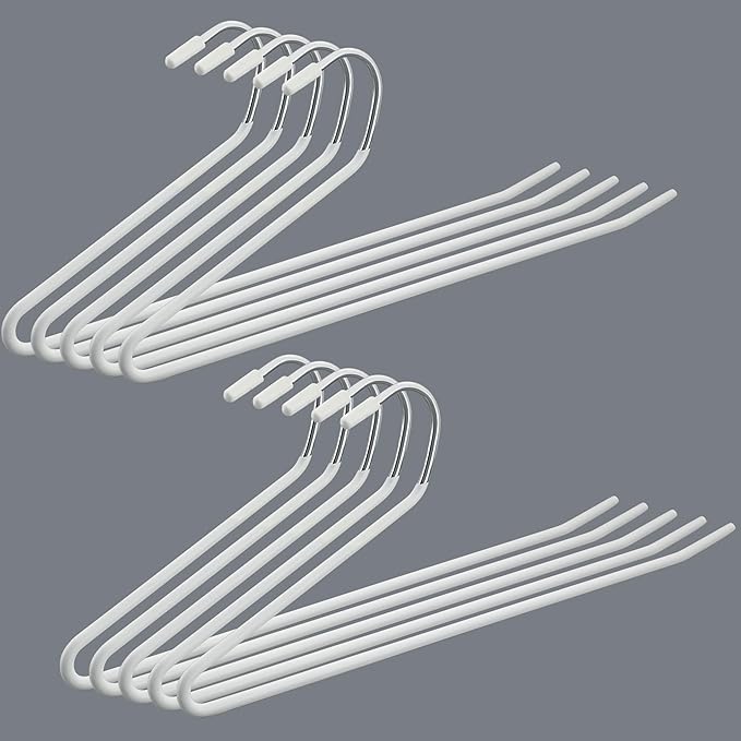 Alise Pants Hangers,Open-Ended Metal Pant Hanger10 Pack Non Slip Pant and Jean Hanger for Closet Space Saving Clothes Hanger,Versatile Hangers for Heavy Pants, Jeans, Trousers, Scarf,White