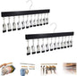 Closet Organizer with 10 Clips, Space Saving Hanging Closet Organizer, Legging Hanger for Closet Organizer with 10 Clip for Storing Jeans, Legging, Shorts (Black-12 Clips, 2PCS)