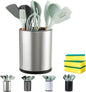 LIBODOUR Utensil Holder,4-in-1 Large Kitchen Utensil Holder For Counter,Rotating Silverware Organizer Cooking Flatware Spoon Spatula Tool Cutlery Container Stainless Steel Caddy