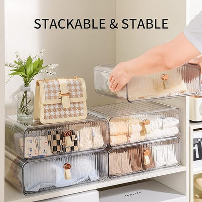 Socks Underwear Drawer Organizer Dividers, 16 Cell Stackable Closet Organizer, Plastic Underwear Drawer Storage for Clothing, Baby Clothes, Bra, Ties, Belts