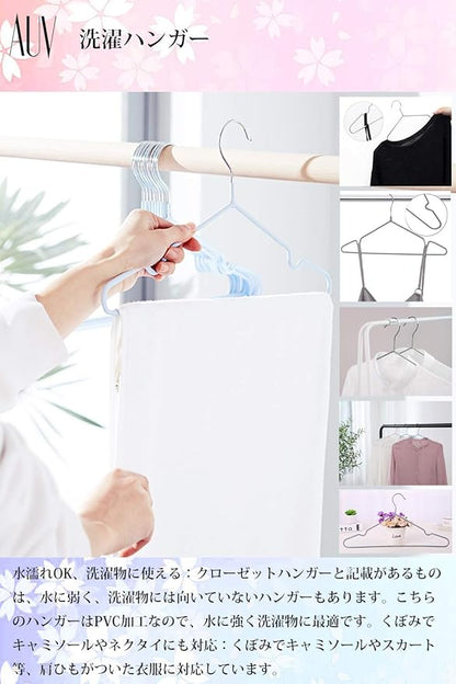 AUV Hangers, Non-slip PVC Special Rubber Treatment, Set of 30 Pieces Laundry Hanger (gray)