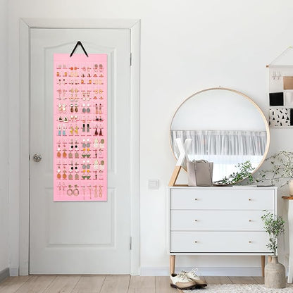 Lolalet Hanging Earring Holder Organizer with 20 Hooks for Women, Earring Organizer Wall Earrings Hanger Pierced Earring Storage, Felt Stud Earring Display, 608 Holes for Earrings - Pink, 1 Pack