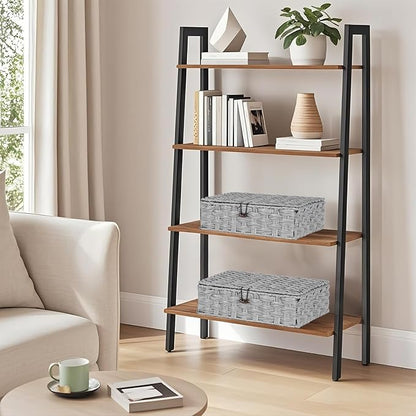Plastic Wicker Storage Baskets with Lids, 2-Pack Woven Rattan Organizer Bins with Locking Button, Decorative Flat Storage Boxes, 11"x9.25"x2.75" & 13"x11.2"x3.5", Gray