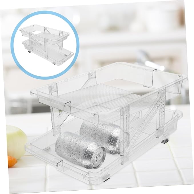 Zerodeko Soda Can Organizer for Refrigerator Transparent Double Rolling Beverage Dispenser Space-saving Storage Bin for Cans Easy Access and Automatic Dispensing for Kitchen and Pantry