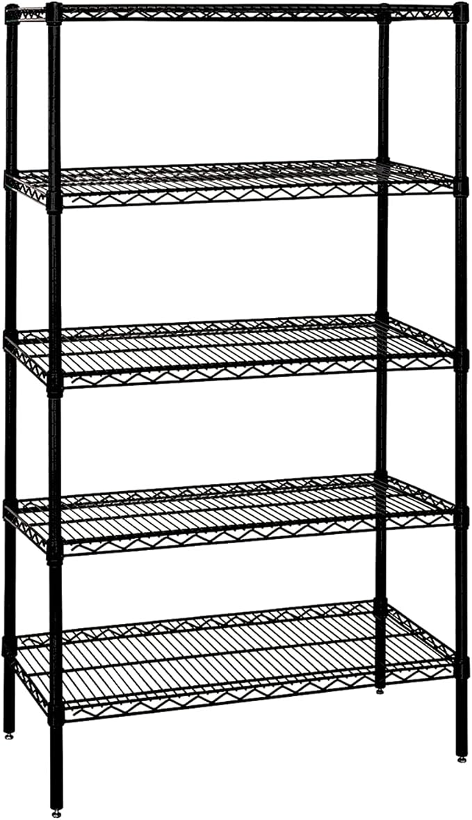 Quantum Storage Systems WR63-3672BK Starter Kit Wire Shelves Black Epoxy 4 Shelves 63" H x 72" W x 36" D