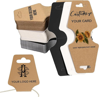 Personalized Jewelry Display Card,Custom Fold Over Necklace Jewelry Tags,Jewelry Organizer card,Kraft Paper Packaging Tags,Product Hanging Cards for Bracelets,Headbands (12 x 3cm/4.7 x 1.2inch)