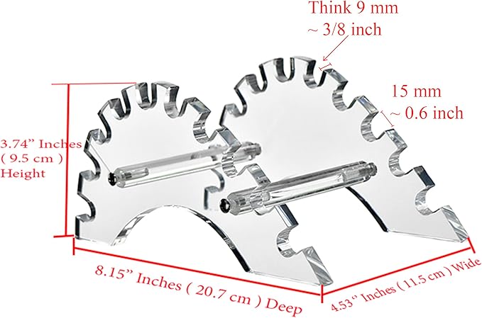 AMT Acrylic Pen Holder, CLEAR Makeup Display, Thick and Sturdy, Organizer Holder for Makeup Brush Fountain Pen, E-Cigarette, Vapor Display Case. (10 Slots)