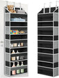Over the Door Organizer, 5 Large Pockets Hanging Storage with Clear Windows, 10 Mesh Side Pockets, Holds Up to 44 lbs, Behind Door Organizer for Toys, Clothes, Nursery, Closet, Dorm, Black