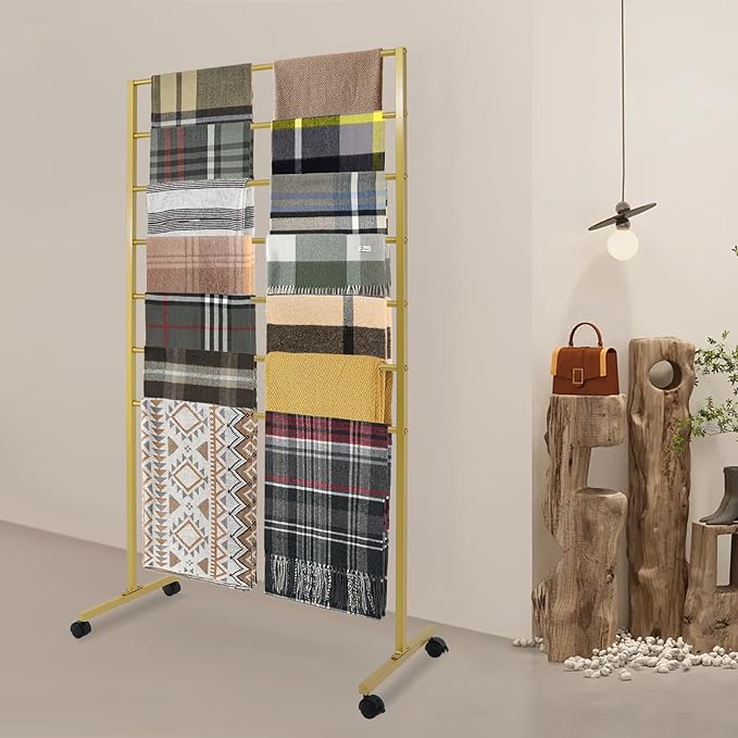 Scarf Organizer, Scarf Display Stand, 7 Tier Metal Scarf Holder Organizer, Floor-standing Scarf Rack for Commercial or Home, Hijab Stand RackTies Belt Pants Hanging Rack