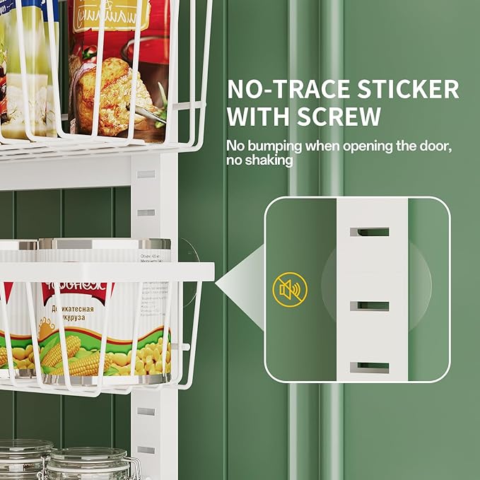 Eastherry Over The Door Organizer，8-Tier Over The Door Pantry Organizer with Adjustable Baskets，Metal Hanging Pantry Organizers and Storage for Kitchen, Back of Door Seasoning Rack (White)