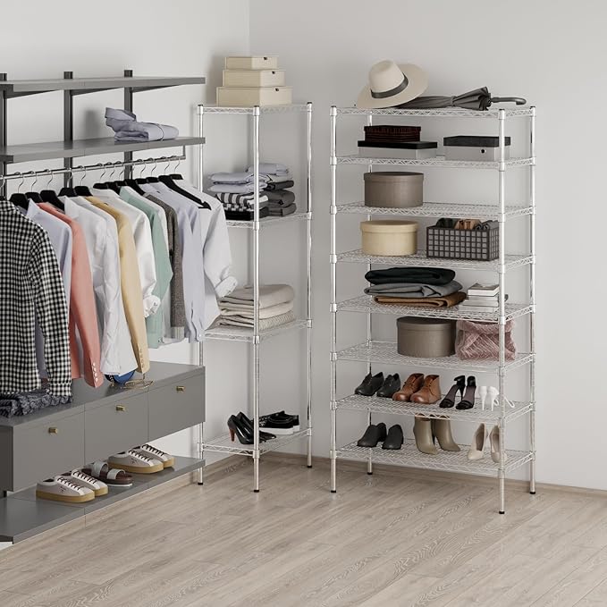 18" Deep x 36" Wide x 74" Height Wire Shelving Kit | 8-Tier | NSF Commercial Storage Rack Unit