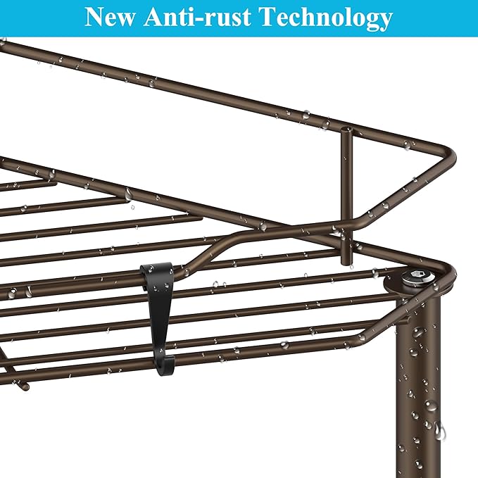 HuggieGems 2 Tier Floor Standing Corner Shower Caddy Organizer Shelf with Hooks, Bathroom Shelves Stand Rack, Bronze