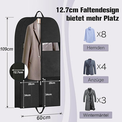 43" Garment Bags for Closet Storage and Travel, Gusseted Hanging Garment Bags for Men Women with Pockets Handles and Zipper, Suit Cover Bags for Clothes, Suits, Dress, Shirts, Coats, Jackets, 2 Pack