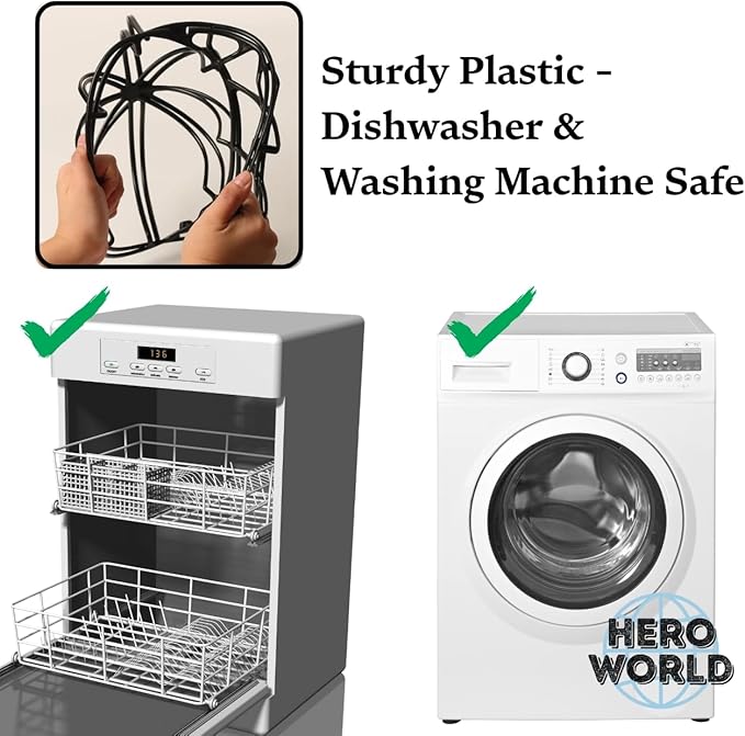 Cap Washer Cage Baseball Cap Shape Protector Hat Washer with Mesh Laundry Bag for Washing Machine Dishwasher Safe 1 Pack (1)
