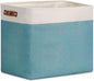 DULLEMELO Large Collapsible Storage Basket/Bin with Sturdy Leather Handles, Fabric Organizer Bin for Storage Clothes, Toys, Books, Office, Bedroom, Closet, Nursery & Laundry (White&Teal)