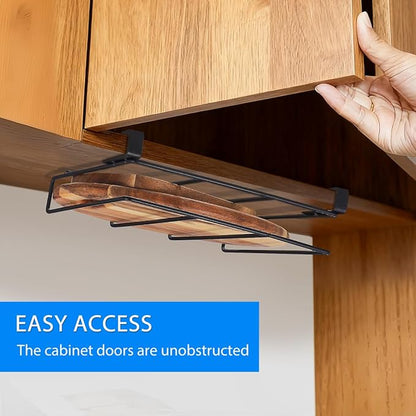 Housoutil Stainless Steel Under Cabinet Cutting Board Holder, One-Layer Chopping Board Holder, Space-Saving Rack for Countertop and Cabinet Door Storage