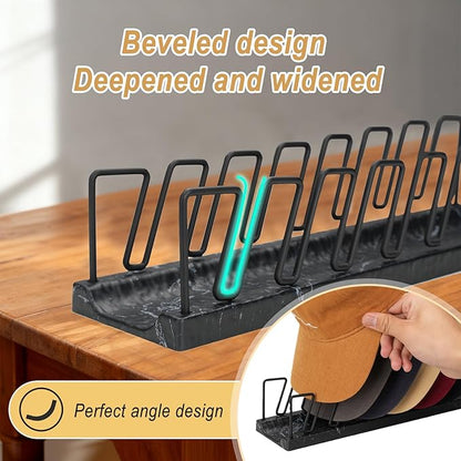 Hat Organizer for Baseball Caps – 7 Cap Holder & Display Stand, Anti-Tip Metal Tabletop Rack for Closet, Bedroom, Vanity, Quick-Install Ball Cap Storage (Black Marble)