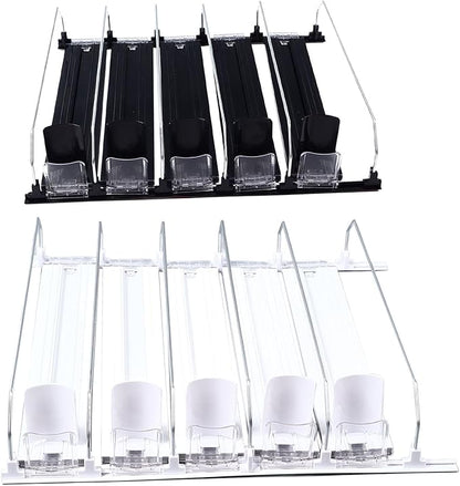 Drink Soda Can Dispenser For Refrigerator, Spring Loaded Fridge Drink, Width Push Rod Slide Rail Soda Can 38cm(Black)