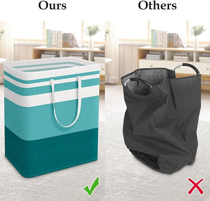 StorageRight Large Collapsible Laundry Basket Hamper with Easy Carry Handles，Freestanding Clothes Hampers for Laundry, Bedroom, Dorm, Towels, Toys, 125L, Green
