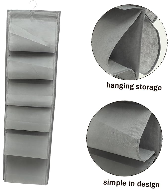 Hanging Shoe Storage Bag Organizer for Closet Multi-layer over Door Storage for Shoes Socks and Underwear Space-saving Gray Design for Bedroom Dorm Use