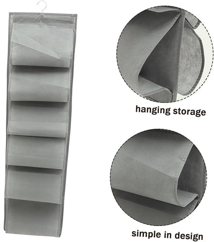 Hanging Shoe Storage Bag Organizer for Closet Multi-layer over Door Storage for Shoes Socks and Underwear Space-saving Gray Design for Bedroom Dorm Use