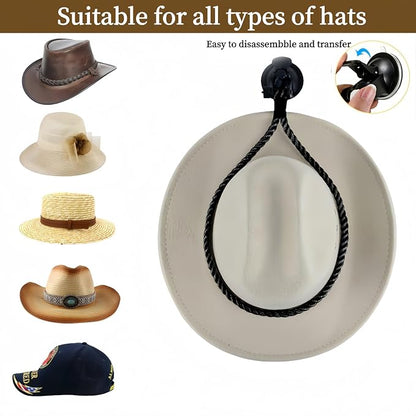 2 Pcs Cowboy Hat Holder for Trucks and Cars —Easy to Use,Suction Cup Hat Rack —(Without the need for any tools),Universal Hat Mount for Windshield/Dash,Suitable for Cars/Trucks/Home Doors