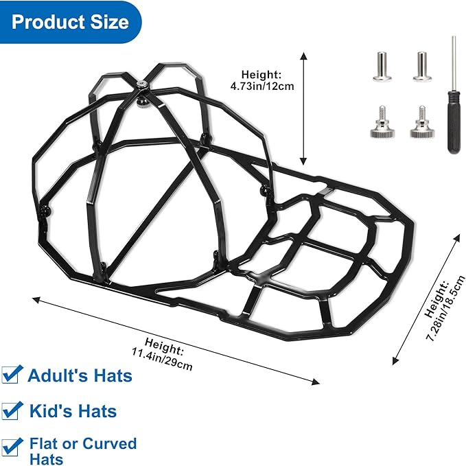 [2 Pack] Hat Washer Cage, Baseball Cap Protector Cover for Washing Machine and Dishwasher, Durable Frame and Mesh Net Keep Your Caps in Shape, Ideal for Adults and Kids Ball Caps, Black