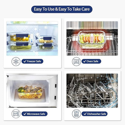 coccot Glass Food Storage Containers with Lids Airtight, [10 Pack] Glass Meal Prep Containers, Storage Container Set with Bpa-free Lid for Food, Lunch Bento Box