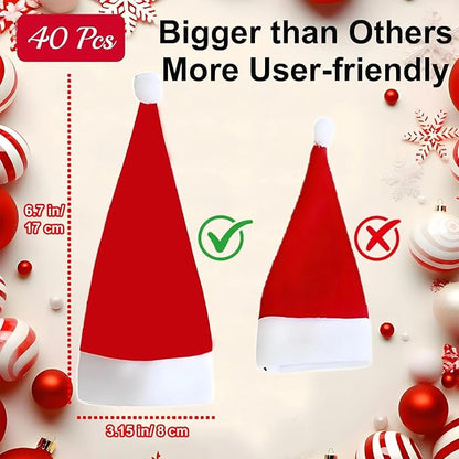 40 Pcs Christmas Santa Hats Silverware Utensil Holders, Xmas Table Flatware Wine Bottle Covers Dinnerware Cutlery Decorations Party Supplies