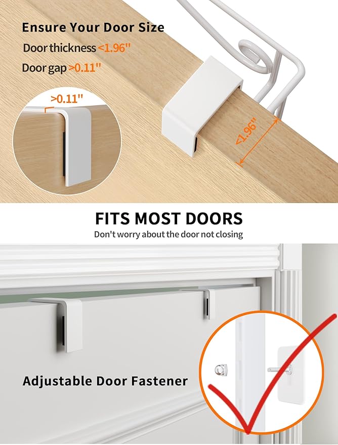 Over the Door Pantry Organizer - 8-Tier Adjustable Pantry Organization And Storage, Metal Hanging Door for Kitchen Pantry Organizers，White