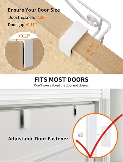 Over the Door Pantry Organizer, 9-Tier Pantry Organization and Storage for Kitchen, Metal Hanging Shelves Door for Home & Kitchen, Laundry Room Bathroom, White