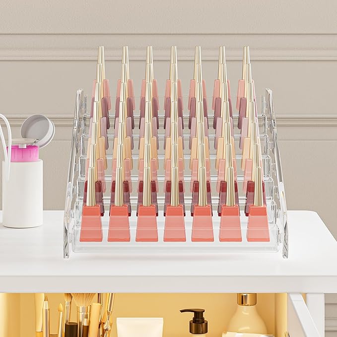 Acrylic Nail Polish Organizer Rack, 7 Tier Holder Stand for Nail Polish Holder Sunglasses Organizer Essential Oils Holder Clear Eyeglasses Display Case Makeup Organizer（Transparent）