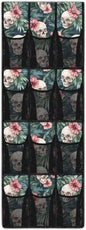 Skull Tropical Flowers Hanging Storage Bags,Shoe Organizer Door Hanger with 12 Mesh Large Pockets,Space Saver Hanging Shoe Storage Hanging Bag
