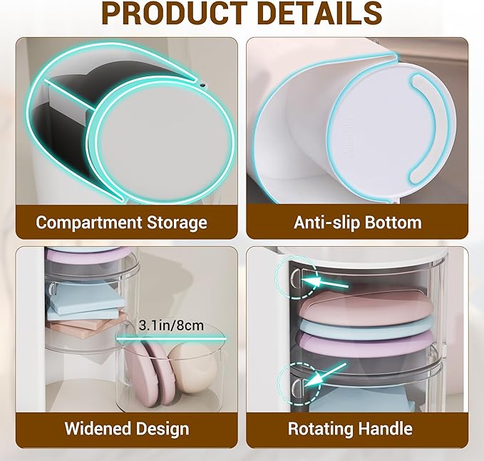 Azurphoric Hair Accessories Organizer with Hair Brush Holder, Rotatable Makeup Brush Holder for Necklaces, Earring, Bracelet, Ring, Makeup Brushes, Hair Clip and Hair Accessories (Pink, 2-Layer)