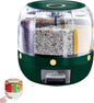 Rotating Candy Dispenser, Candy Dispenser 360° Rotating with 6 Compartments, Christmas Countertop, Large Capacity Grain Storage Container, for Rice, Cereals, Snack, Candies (Large,GREEN)