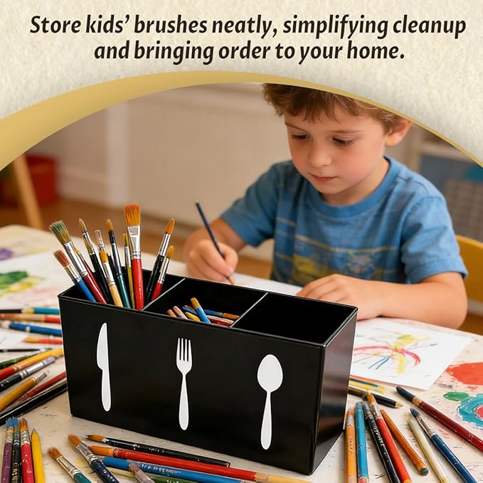 Acrylic Cutlery Storage Organizer Silverware Caddy Utensil Holder Utensil Holder for Party Cutlery Caddy 3 compartment kitchen utensil storage box for Cabinets Indoor and Outdoor Storage