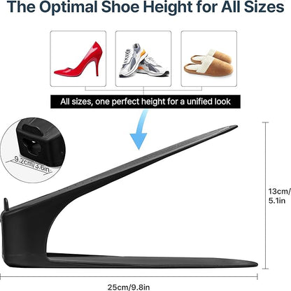 One-Piece Shoe Slot Organizer 10 Pack, Space-Saving Stackers for Closet, Entryway & Shoe Rack | No Assembly Needed
