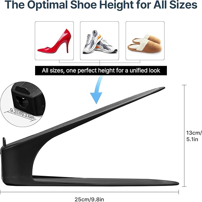 One-Piece Shoe Slot Organizer 20 Pack, Space-Saving Stackers for Closet, Entryway & Shoe Rack | No Assembly Needed