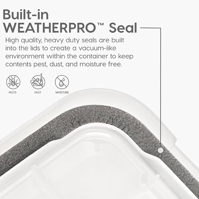 IRIS USA WeatherPro 74 Qt Storage Bins with Lids, 2 Pack, BPA-Free Plastic Gasket Box with Tight Latch and Seal, Stackable Nestable Tote Tub - Clear/Black