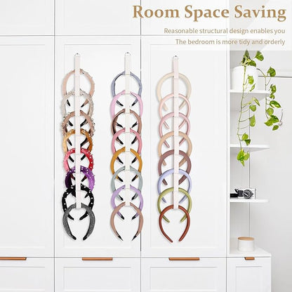 3 PCS Headband Holder Organizer for Girl,Hanging Hairband Storage for Women,Beige Hair Hoop Display Hair Accessories Organizer Bedroom College Dorm Decor