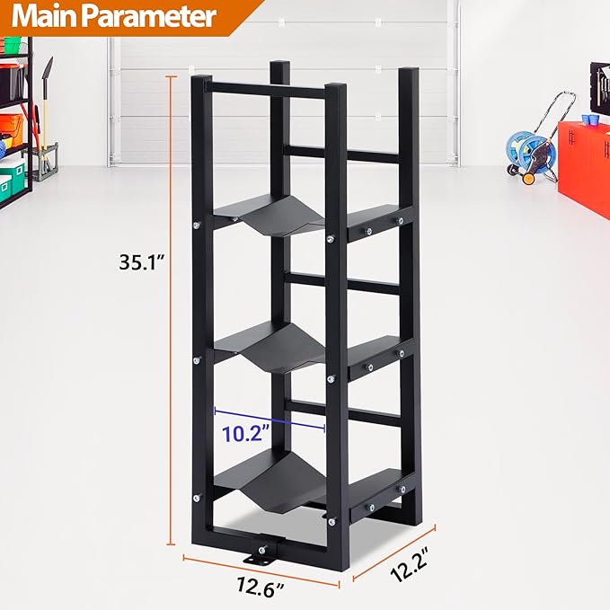 Refrigerant Tank Rack 3x30lb, Stable Refrigerant Cylinder Tank Rack, Cylinder Rack Sufficient Storage for Freon, Gases, Oxygen, Nitrogen, Acetylene