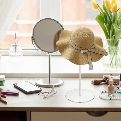 4 Pcs Acrylic Hat Stand Holder, 12 Inch Wig Display Rack Clear Thickened Pedestal Stands Round Acrylic Risers Stand for Jewelry, Watches, Caps Display